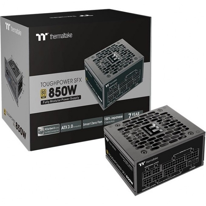 Блок питания THERMALTAKE TOUGHPOWER SFX 850W PS-STP-0850FNFAGE-1 /Fully Modular/Non Light/Full Range/Analog/80 Plus Gold/EU/100% JP CAP/All Flat Cables/Gen 5 SFX-850AH8FKG Блок питания THERMALTAKE TOUGHPOWER SFX 850W PS-STP-0850FNFAGE-1 /Fully Modular/Non Light/Full Range/Analog/80 Plus Gold/EU/100% JP CAP/All Flat Cables/Gen 5 SFX-850AH8FKG